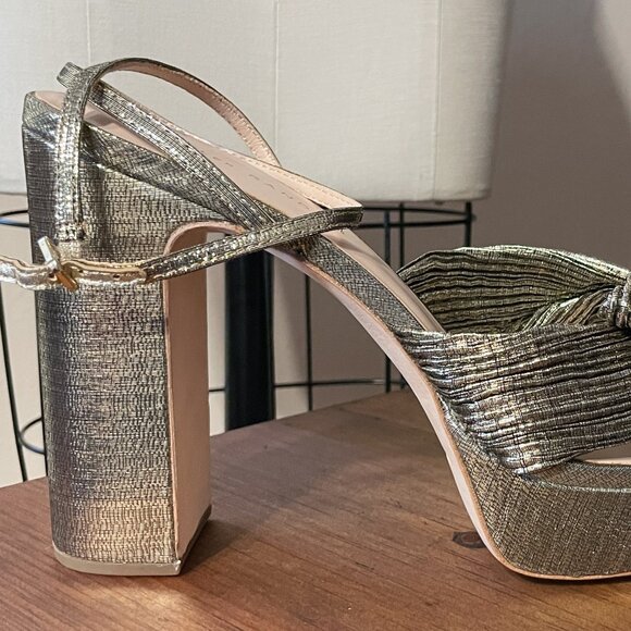 NIB NWT Loeffler Randall Natalia Platform Heels in Gold 12 - Picture 6 of 12